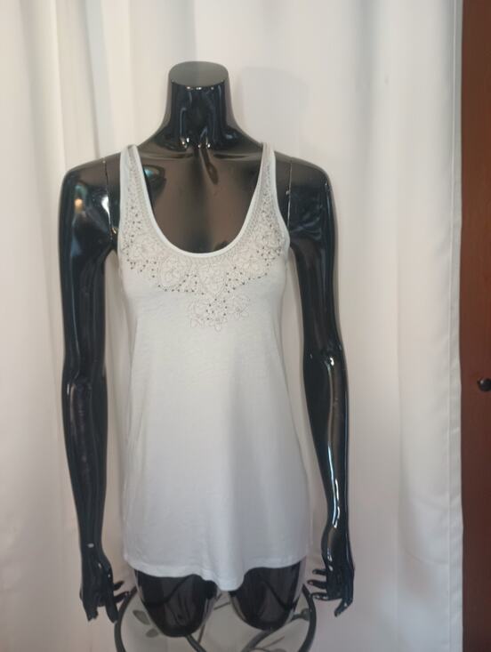 American Eagle Outfitters Tops - American Eagle Womens Y2K Embroidered Beaded Tank Top Scoopneck Boho Layers 2009
